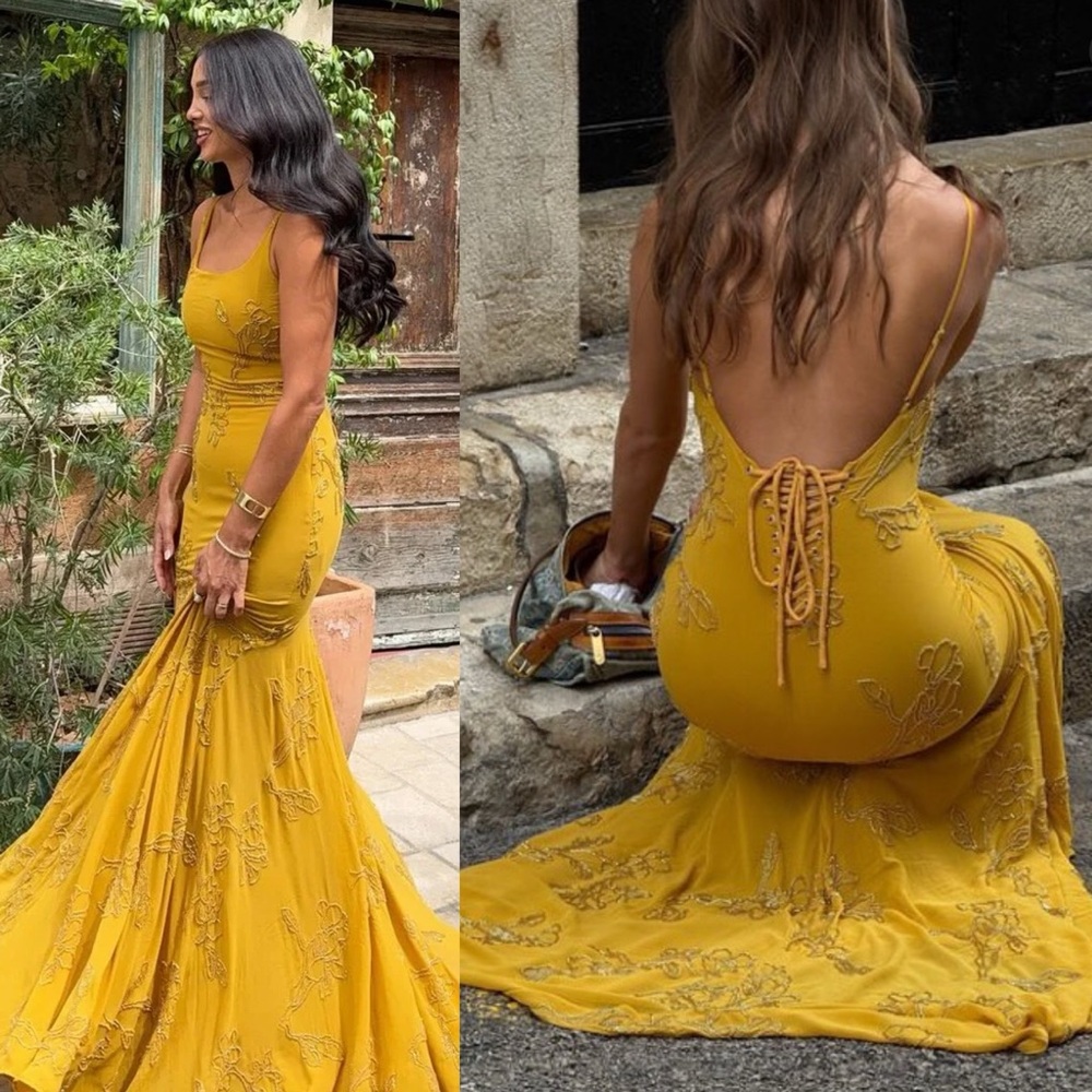 HOUSE OF CB 'Rosalia' Gold Embellished Hand Beaded Maxi Dress/Size L NWOT - Picture 3 of 15